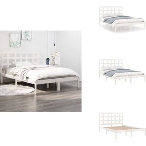 vidaXL Bedframe - Bedframes - Tweepersoonsbed - Bed - Bedframe massief hout wit 120x200 cm