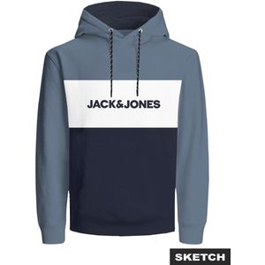 JACK & JONES - JWHLOGO Blocking Hoodie - Groen Blauw Beige Marineblauw - Regular Fit