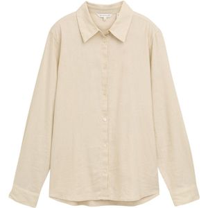 TOM TAILOR - Klassieke Blouse - Beige - Linnen - Lange Mouw