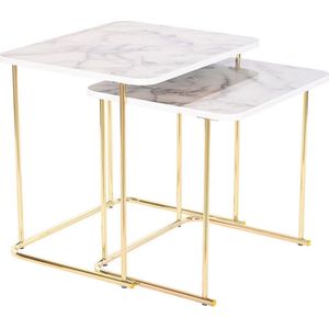 Set van 2 tafels DKD Home Decor Wit Gouden 51 x 43 x 49 cm