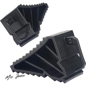 Mrs. Jones 2 stuks Heavy Duty Wielblokken Set met Handvatten Bandenblokken voor Voertuigen Bandenbesparing Remstoppers Geribbelde wiggen voor Auto's Caravan Camper (zwart)-daguan@stop .