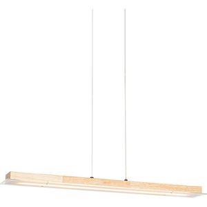 QAZQA platina - Landelijke LED Dimbare Hanglamp met Dimmer - 1 lichts - L 80 cm - Naturel - Woonkamer