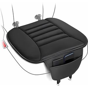 Set van 2 autostoelkussens, zacht antislip autostoelkussen, autostoelkussen, voorstoelen, traagschuimpad, voor autostoel, bureaustoel, rolstoel en alle stoelen (zwart)