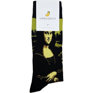 Sokkenfeest Mona Lisa Sokken - One Size Fits All - Sokken Met Klassiek Kunst Design - Uniek En Artistiek Cadeau - Unisex