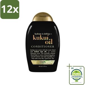OGX - Kukui Oil - Conditioner - Anti-Pluis - Hydraterend - 385 ml - Voordeelverpakking - 12 stuks - Haar conditioner - Anti-pluis conditioner