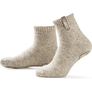 SOXS® | SOX3525 | Wollen sokken | Beige | Enkelhoogte | Maat 42-46 | Antislip | Warm Sand label