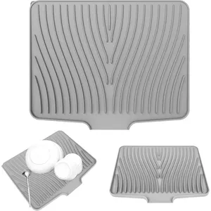 Keufens Kraanmat 37x15cm Afdruipmat Siliconen Zwart Voor de kraan