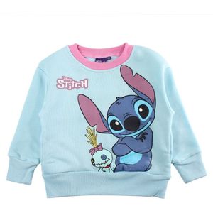 Stitch - Disney - Lilo- meisjessweater - Turquoise - sweater - Maat 128 cm / 8 jaar.