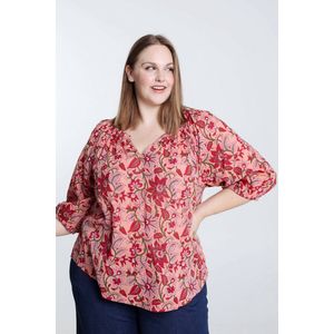 Paprika Blouse met motief van Indiase bloemen en folie