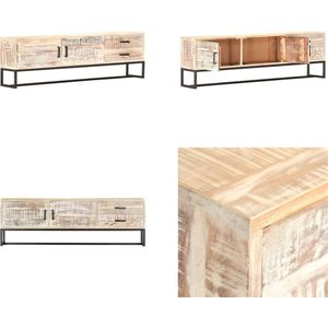 vidaXL Tv-meubel 140x30x45 cm massief acaciahout wit - Tv-meubel - Tv-meubelen - Tv-meubels - Tv-meubilair