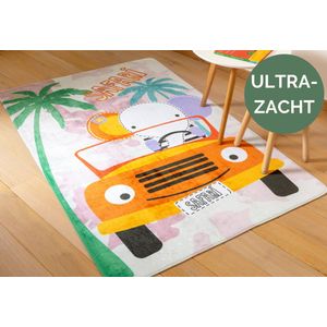 Mats & Joy Olifant Safari Kindertapijt - 110x170cm - Ultrazacht - Anti-slip - Wasbaar - Tapijt Kinderkamer / Tapijt Kinderen / Mat Kinderkamer / Kindermat / Vloerkleed Kinderkamer / Speelmat / Speeltapijt / Speelkleed / Kindervloekleed