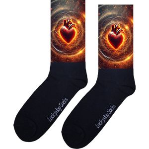 Hart - Opkikker - Grappige sokken - Valentijn cadeau - Verjaardagscadeau - Leuk cadeau - Sint cadeau - Leuke sokken - Vrolijke sokken - Cadeautje - Grappig cadeau - Kerst Sokken - Vaderdag - Moederdag - Kerstcadeau - Socks maken Happy - 37-44