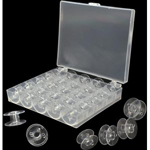 Naaimachinespoelen met transparante spoelbox - 25 stuks