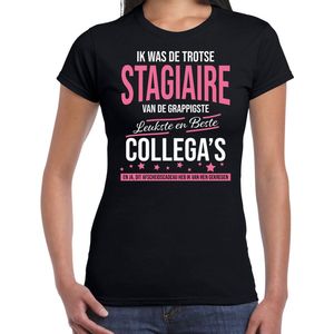 Ik was de trotse stagiaire van de leukste en beste collegas cadeau t-shirt zwart voor dames - afscheid kado voor een stagiaire S