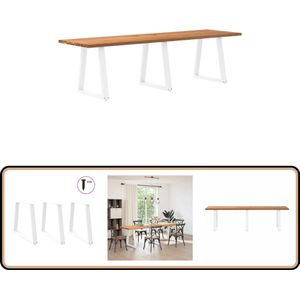 vidaXL Eettafel rechthoekig 280x80x74 cm massief eikenhout lichtbruin