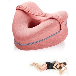 Orthopedisch Kniekussen - Kniekussen Voor In Bed - Ergonomisch Beenkussen - Kniekussen Voor Zijslapers - Schootkussen - Met Elastische Band - Houding Correctie - voor zijslapers - Beenondersteuningskussen met afneembare en wasbare hoes - kersenrood