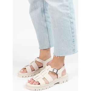 Sacha Leren Sandalen Ecru