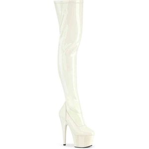 Pleaser - ADORE-3000 Plateau overknee Laarzen - US 11 - 41 Shoes - Gebroken wit