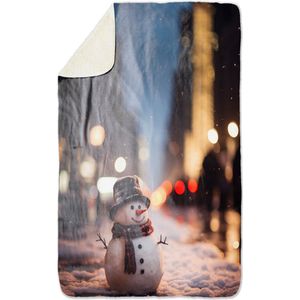 Fleecedeken Sneeuwman, FD2023516, Plaid, 96x146cm, Polyester Sherpa