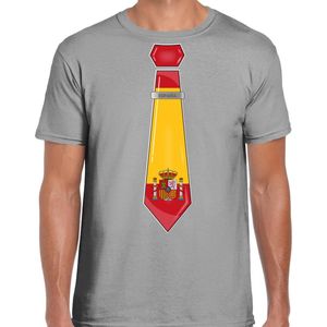 Bellatio Decorations Verkleed shirt voor heren - stropdas Spanje - grijs - supporter - themafeest L