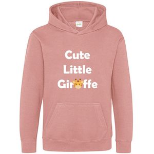 Pixeline Hoodie Cute Little Giraffe roze 9-11 jaar - Giraffe - Pixeline - Trui - Stoer - Dier - Kinderkleding - Hoodie - Dierenprint - Animal - Kleding