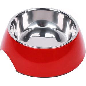 Antislip -Veel Kleuren en Maten - Voor Grote en Kleine Honden - Kattenvoerbak - Hondenvoerbak/Kattenkom - Roestvrij Stalen Kom voor Hondenvoer - Melamine Kom - Rood, 700 ml