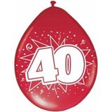 8x Rode ballonnen 40 jaar jubileum thema - feestartikelen en getrouwd versieringen