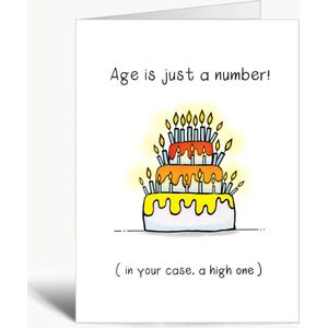 Age is just a number - Verjaardagskaart met envelop - Verjaardag - kaarsjes - Birthday - Grappig - Engels - Humor