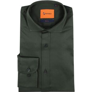 Suitable Satin Overhemd Donkergroen - Maat 39 - Heren - Overhemden Formeel