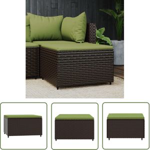 The Living Store Voetensteun met kussen poly rattan bruin - Voetenbank - Tuinset - Buitenkamer - Lounge Set - Terrasdecoratie