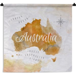 Wandkleed - Wanddoek - Wereldkaart - Abstract - Australië - 120x120 cm - Wandtapijt