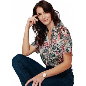 Lange blouse met korte mouwen en print