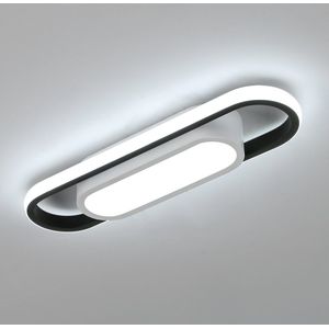 Delaveek-Lange ovale LED aluminium plafondlamp - 24W - 6500K koel wit- Wit + Zwart