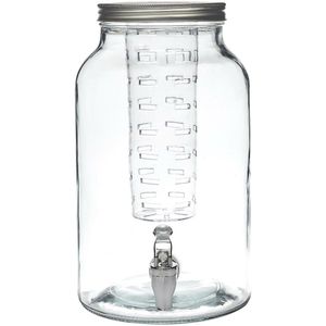 Home Deco Factory Drankdispenser met kraantje - 5.5 liter - glas - limonadetap - waterdispenser - 18 x 30 cm - Met infuser