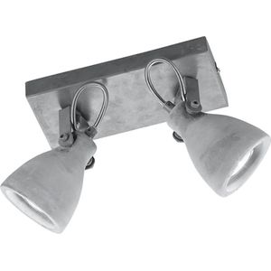 LED Plafondspot - Torna Conry - GU10 Fitting - 2-lichts - Rechthoek - Mat Grijs Beton Look - Aluminium