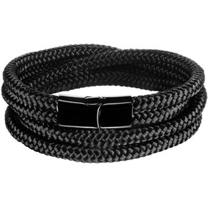 Armband Heren Zwart Surfer Sportief Touw Galeara design Noa Double Scheepstouw armbanden 21.5cm