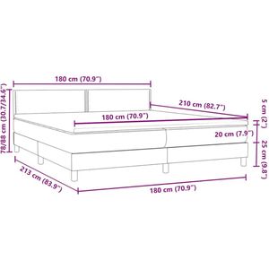 vidaXL - Boxspring - met - matras - fluweel - donkergrijs - 180x210 - cm