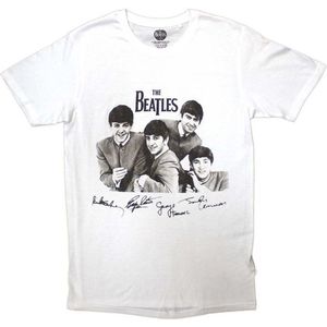 The Beatles - Mop Tops & Signatures Heren T-shirt - XL - Wit