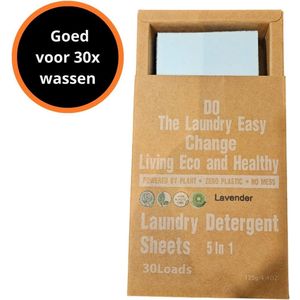 Natuurlijke wasmiddeldoekjes - Lavendel wasstrips 30 wasbeurten incl. wasverzachter - Detergent Sheets - Wasvellen - Vegan wasdoekjes