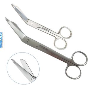 MEDLUXY® - SET Lister Verbandscharen - Stuks - 14 + 18 cm - Professionele Kwaliteit - Rechtshandig (2 scharen - Verpleegkundige Schaar, Chirurgische Schaar, EHBO, Verpleegkunde, Medische Schaar, Verbandschaar)