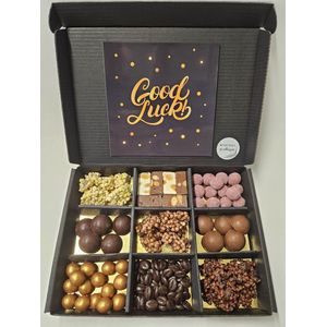 Luxe Belgische Chocolade Proeverij Pakket met Mystery Card 'Good Luck'