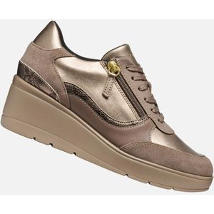 Geox - Ilde - Dames Mocassins - Taupe - Parelmoer Effect Leer