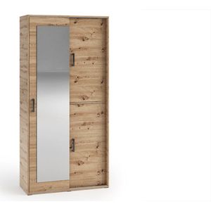 Stijlvolle kledingkast - Kledingkast met spiegel - Planken en ruimte om kleding op te hangen - 100 cm - Artisan kleur