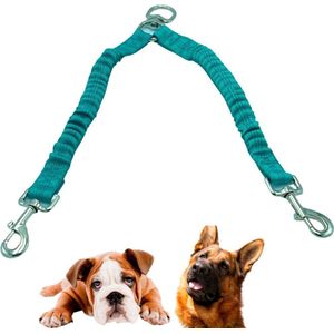 Duo koppelstuk - maakt in een handomdraai een dubbele hondenlijn van uw hondenriem - turquoise - geschikt voor alle halsbanden en tuigjes