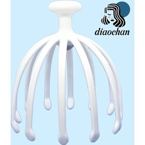 Diaochan Hoofdmassage - Hoofdmassagespin met Drukpunten - Accupunctuur - Anti-stress - Massage spin voor thuis - Wit