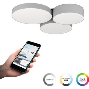 EGLO connect.z Barbano-Z Plafondlamp - 60,5 cm - Grijs/Wit - Instelbaar RGB & wit licht - Dimbaar - Zigbee