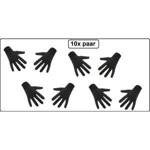 10x Paar handschoen kort zwart luxe katoen mt.L/XL - Sinterklaas feest Pieten handschoen winter