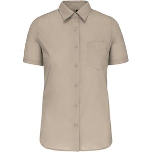 Kariban Overhemd in onderhoudsvriendelijk polykatoen-popeline korte mouwen dames K548 - Beige - M