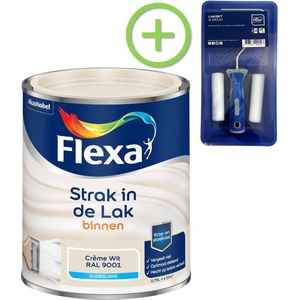 Flexa - Strak in de Lak - Watergedragen - Zijdeglans - RAL 9001 - 750 ml + Lakroller