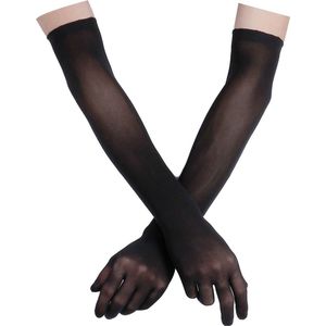 Handschoenen | NaadLoos | Panty stof Zwart mesh onesize Sexy Lange Elastische handschoen